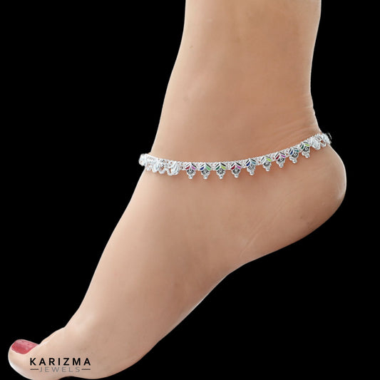 Real Sterling Silver women daily wear Anklet Ankle Pair 10"