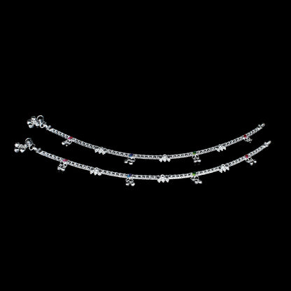 Real Sterling Silver women boho style Anklet Ankle Pair 10.3"