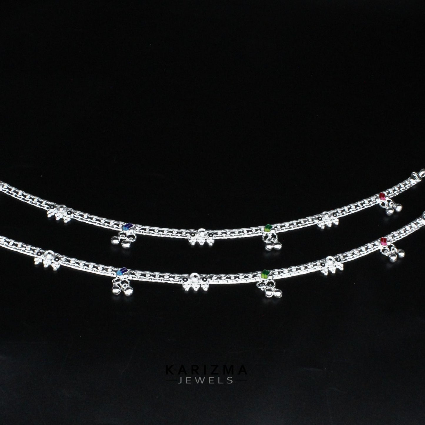 Real Sterling Silver women boho style Anklet Ankle Pair 10.3"