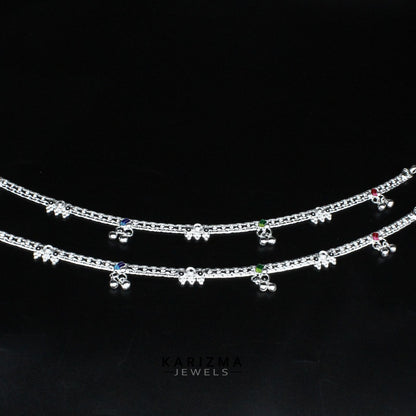 Real Sterling Silver women boho style Anklet Ankle Pair 10.3"