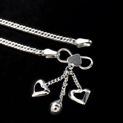 925 Sterling Silver women cuban Chain Anklet 10.3" - Single
