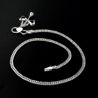 925 Sterling Silver women thinnest cuban Chain Anklet 10.3" - Single