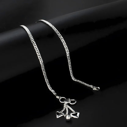 925 Sterling Silver women thinnest cuban Chain Anklet 10.3" - Single