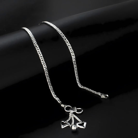 925 Sterling Silver women thinnest cuban Chain Anklet 10.3" - Single