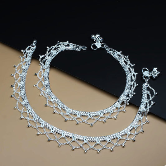 Real Silver Anklets for Women party wear Ankle Pair 10.3"