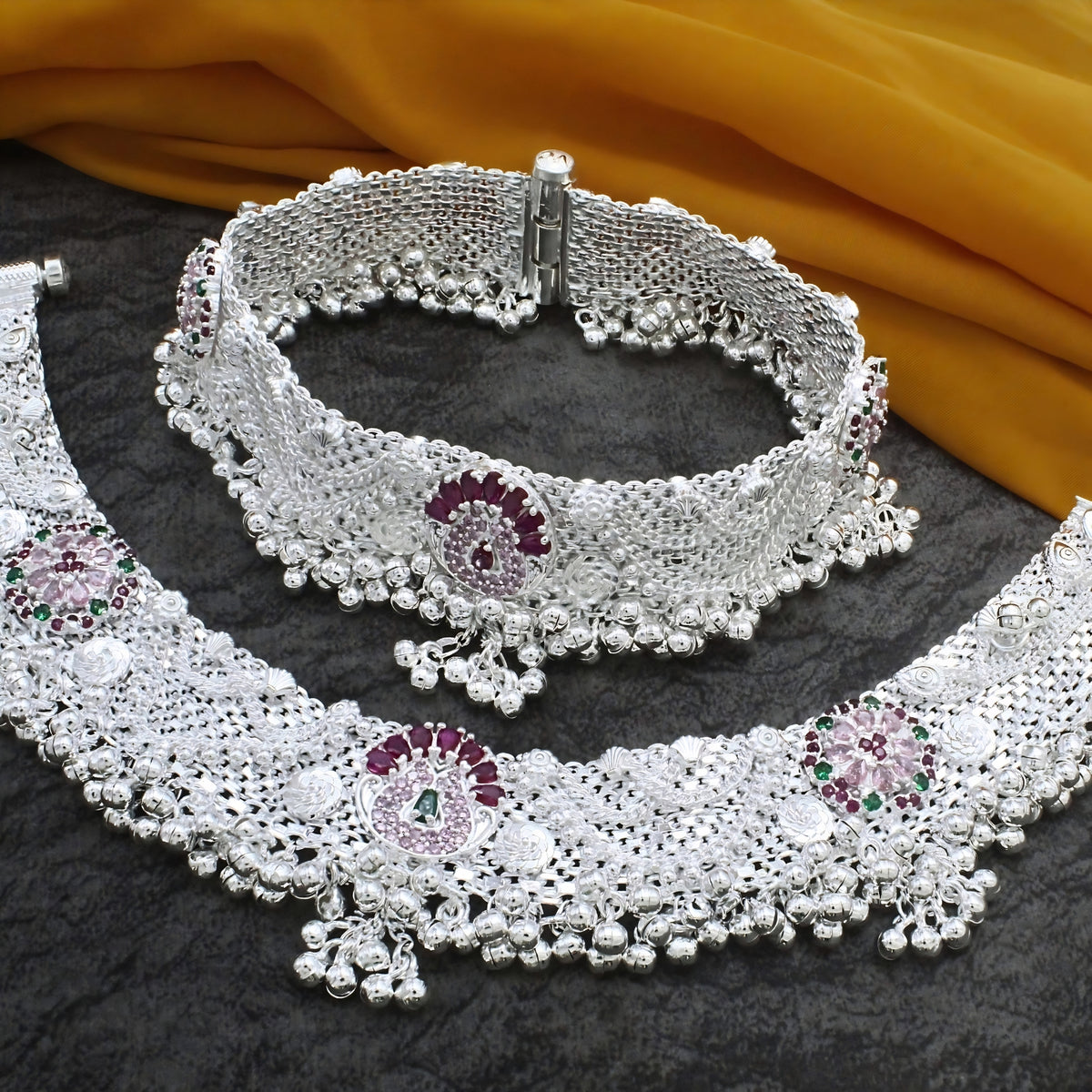 Heavy Broad Rajwadi Payal - Real Silver Wedding Festive Jewelry Gift