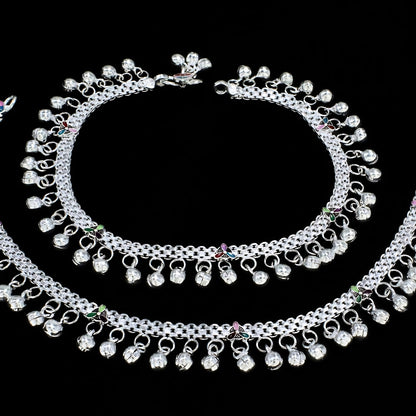 Real Silver Women Payal Anklet with Ghungroo – Pair 10 inch