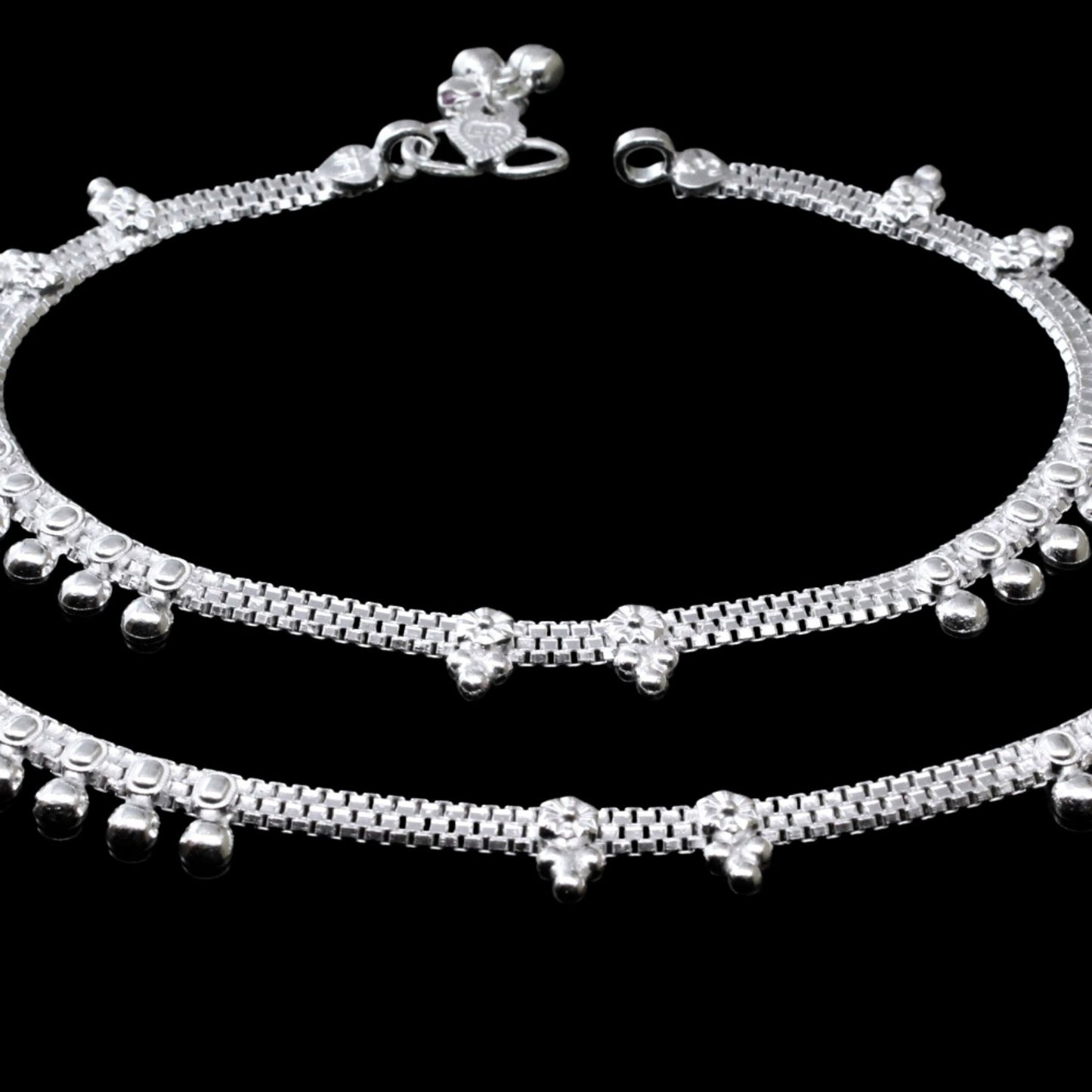 Real Silver Anklets Ankle Pair 10.5"