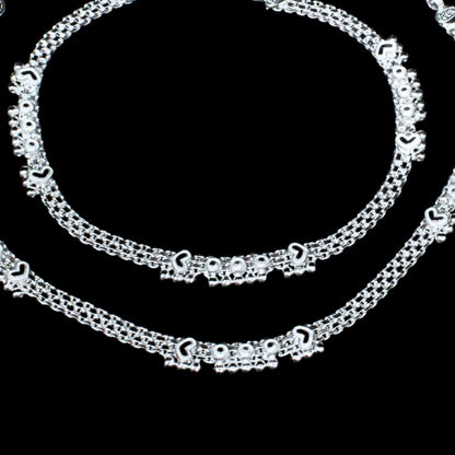 Real Silver  Excellent gifting Anklets for Indian Women Ankle Pair 10.3"