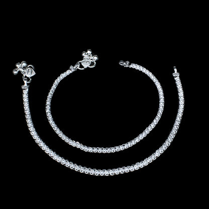 Silver women Anklets chandi ki pajeb Ankle Pair 10.3"