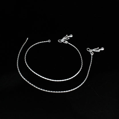 Boho style 925 Sterling Silver Indian women Anklets Bracelet Pair 10.3"