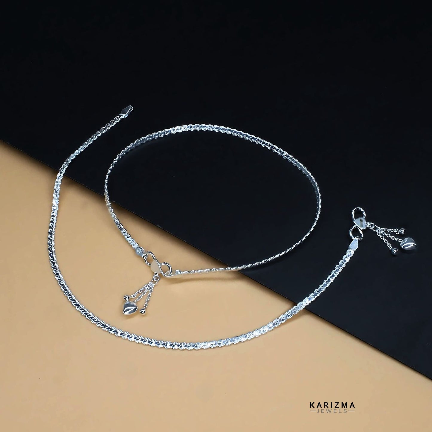 Real 925 Sterling Silver Payal For Women In Traditional Indian Design Anklets Pair 10.3"