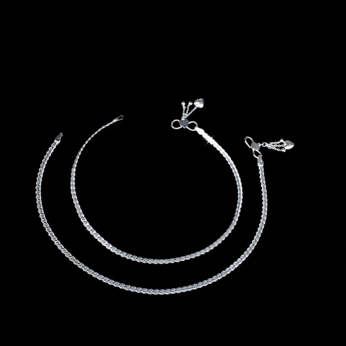 Real 925 Sterling Silver Payal For Women In Traditional Indian Design Anklets Pair 10.3"