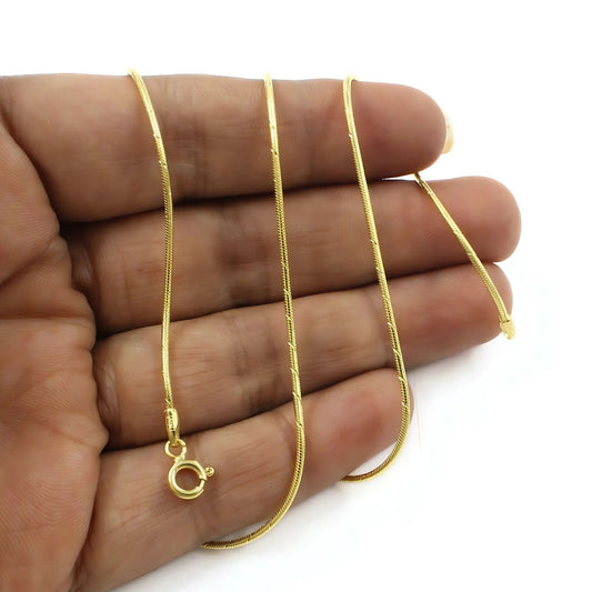 Excellent Gold Tone 925 Sterling Silver snake Neck Chain 18"