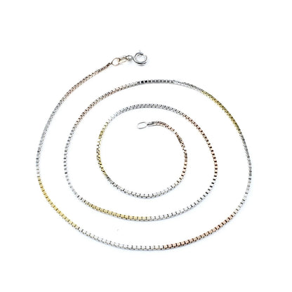 Three Tone 925 Sterling Silver amazing box design Neck Chain 18"