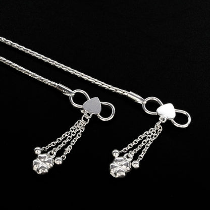 925 Sterling Silver Chain Anklet Pair 10.3"