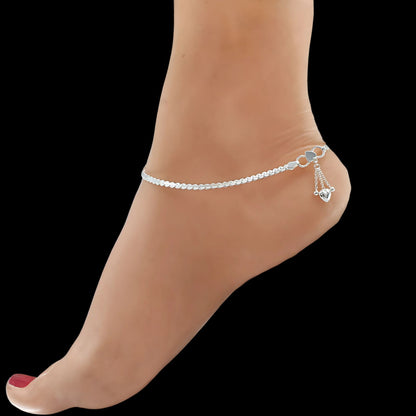 Girlish 925 Sterling Silver Chain Anklet Pair 10.3"