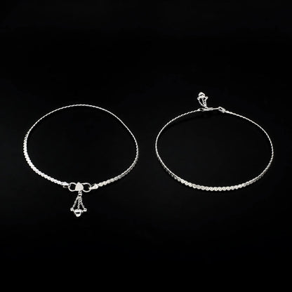 Girlish 925 Sterling Silver Chain Anklet Pair 10.3"