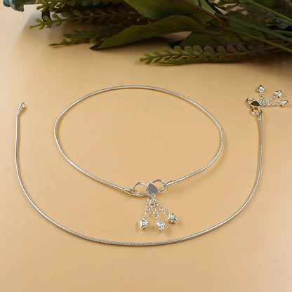 925 Sterling Silver snake Chain Anklet Pair 10.3"