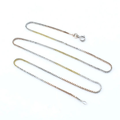 Three Tone 925 Sterling Silver amazing box design Neck Chain 18"