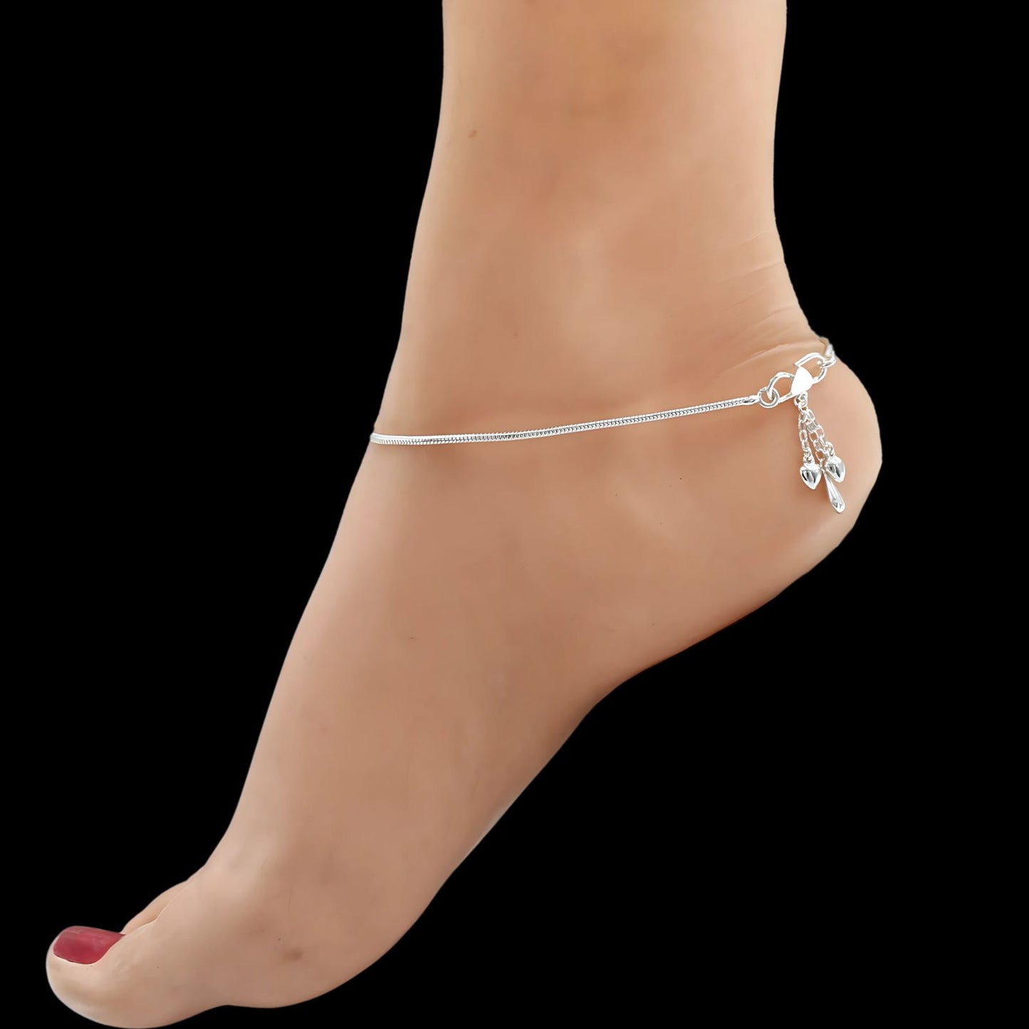 925 Sterling Silver women Chain Anklet Pair 10.3"