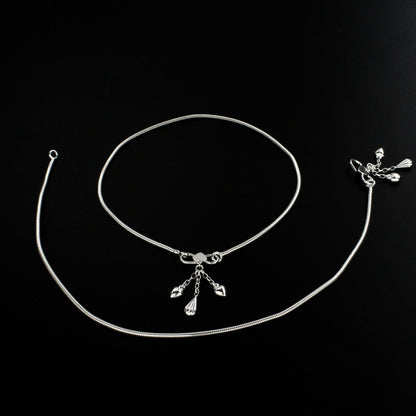 925 Sterling Silver women Chain Anklet Pair 10.3"