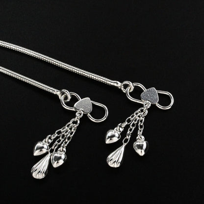 925 Sterling Silver women Chain Anklet Pair 10.3"