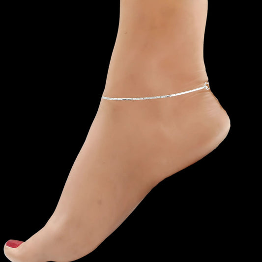 925 Sterling Silver women Chain Anklet Pair 10.3"