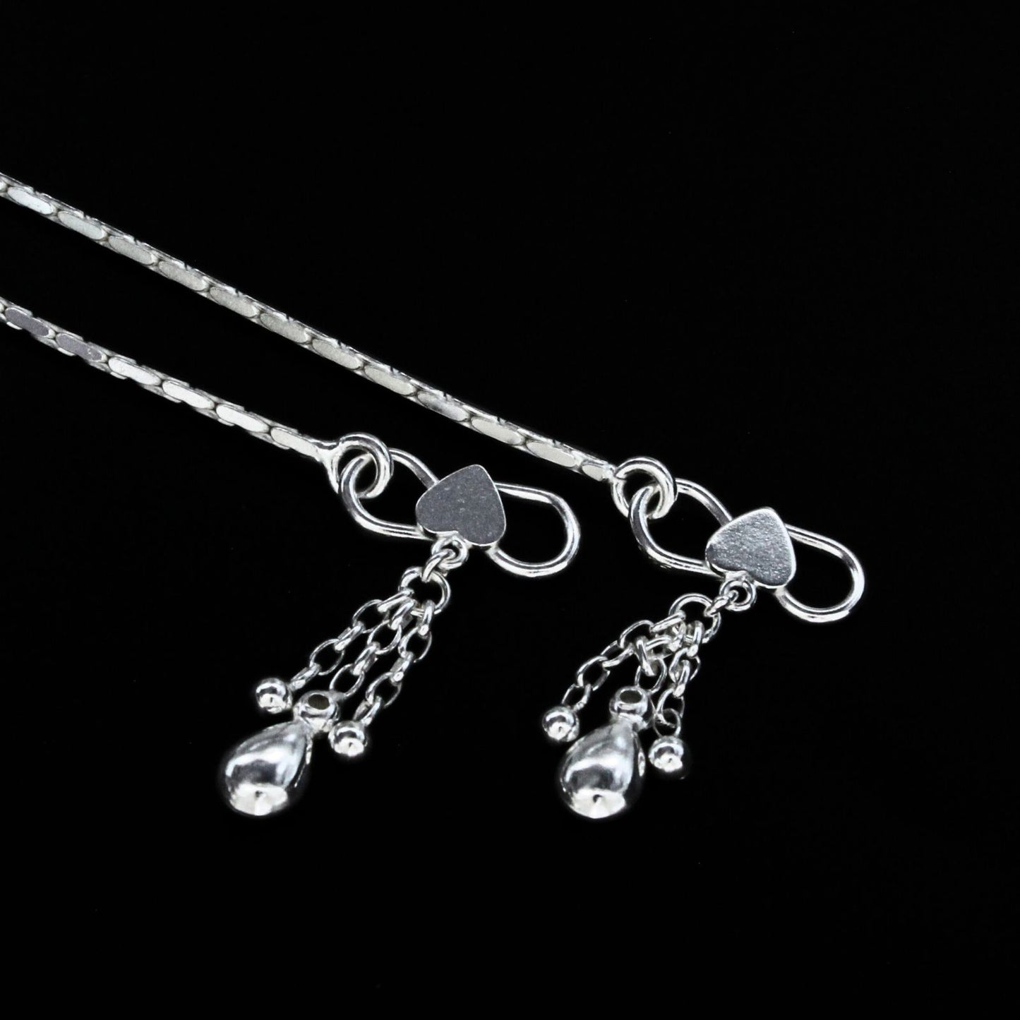 925 Sterling Silver women Chain Anklet Pair 10.3"