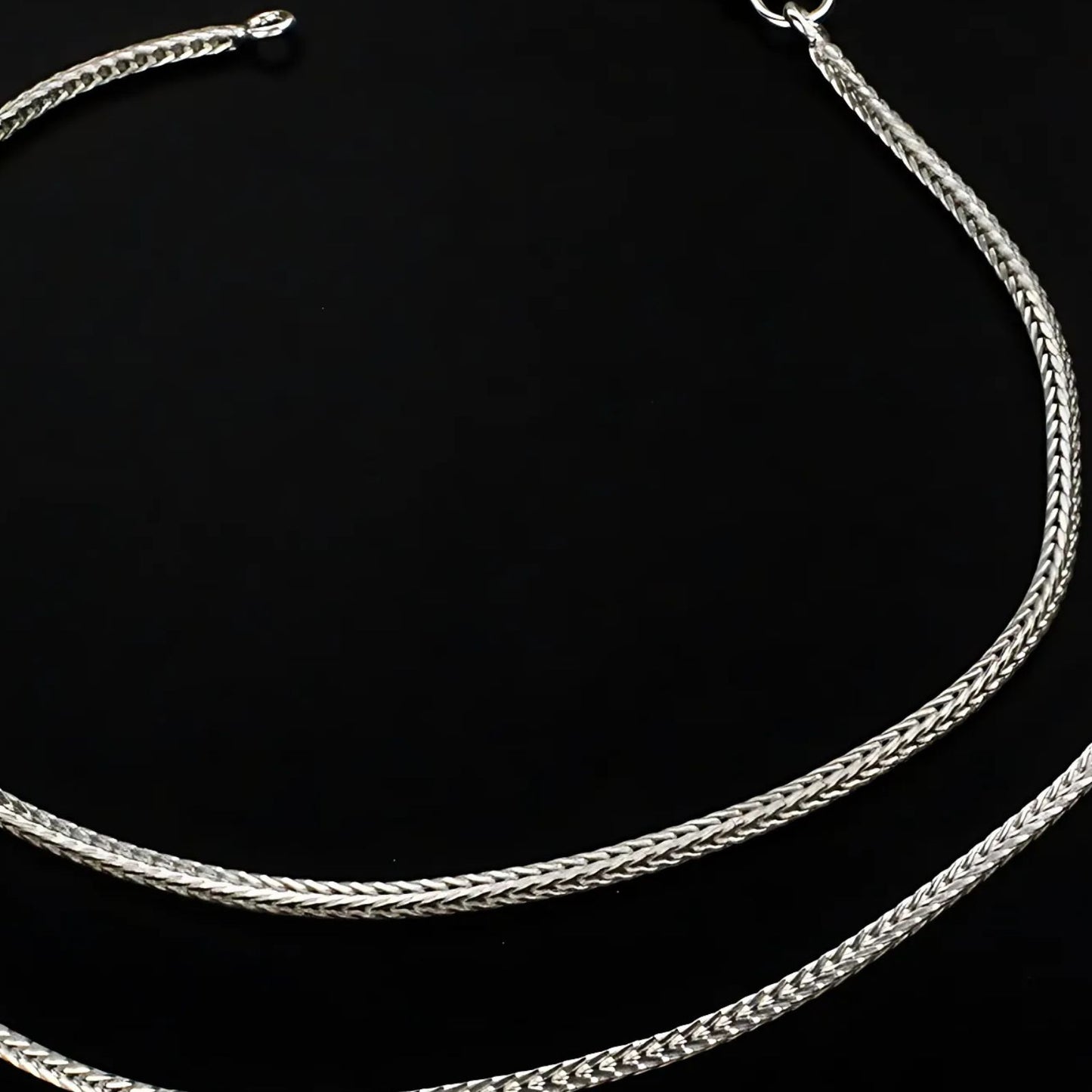 925 Sterling Silver women foxtail Chain Anklet Pair 9.8"