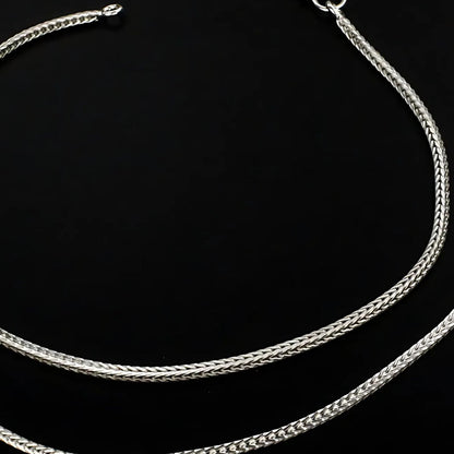 925 Sterling Silver women foxtail Chain Anklet Pair 9.8"
