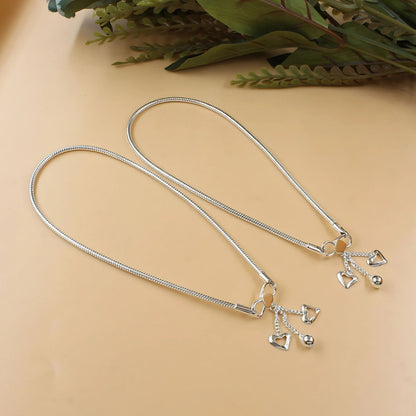 boho style 925 Sterling Silver women snake Chain Anklet Pair 10.8"