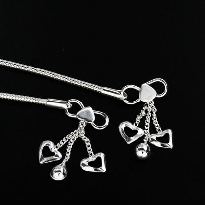 boho style 925 Sterling Silver women snake Chain Anklet Pair 10.8"
