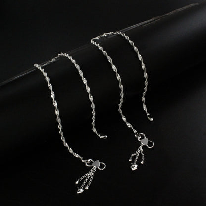 925 Sterling Silver women Charm Chain Anklet Pair 10.3"