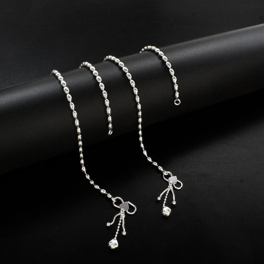 Beach wear 925 Sterling Silver women Chain Anklet Pair 10.3"