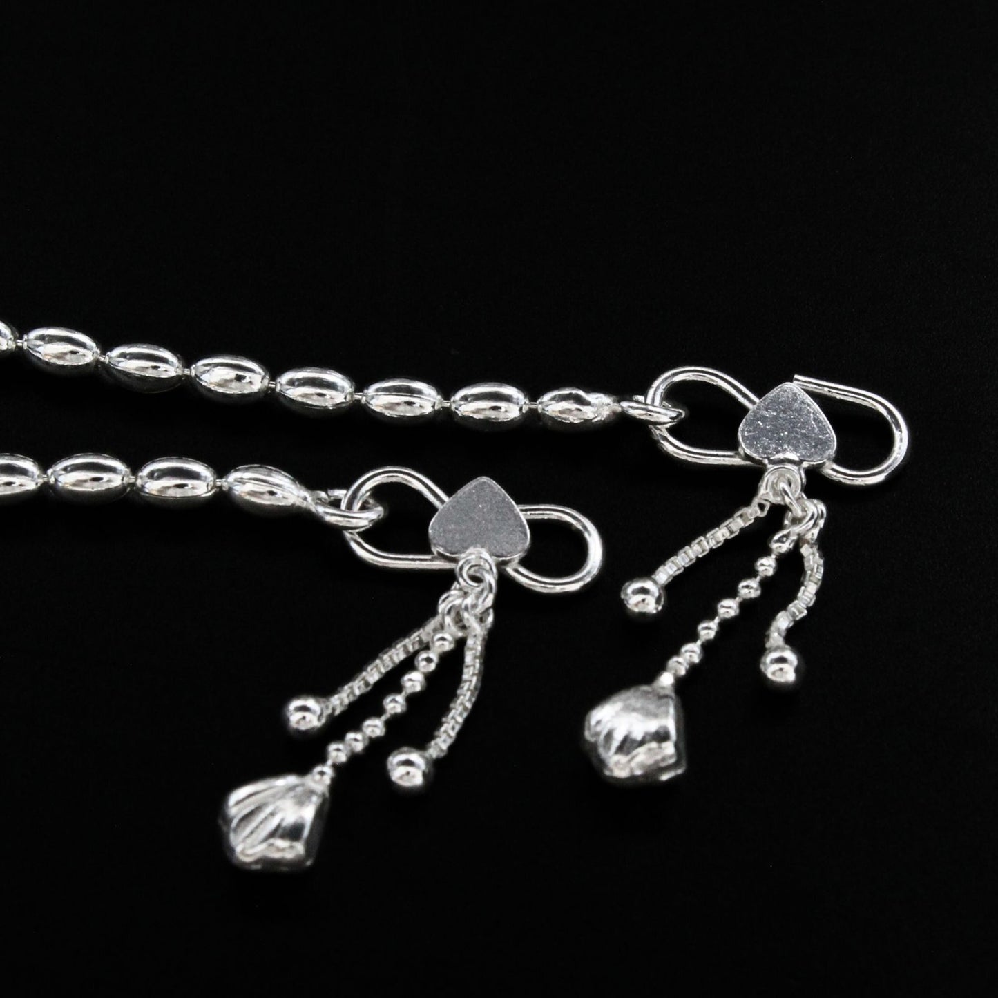 Beach wear 925 Sterling Silver women Chain Anklet Pair 10.3"