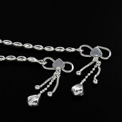 Beach wear 925 Sterling Silver women Chain Anklet Pair 10.3"