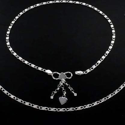 925 Sterling Silver women Charm Chain Anklet Pair 10.3"