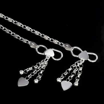 925 Sterling Silver women Charm Chain Anklet Pair 10.3"