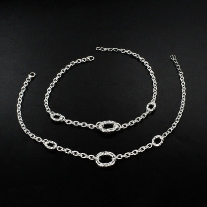 Unique 925 Sterling Silver women Chain Anklet Pair 9.5"