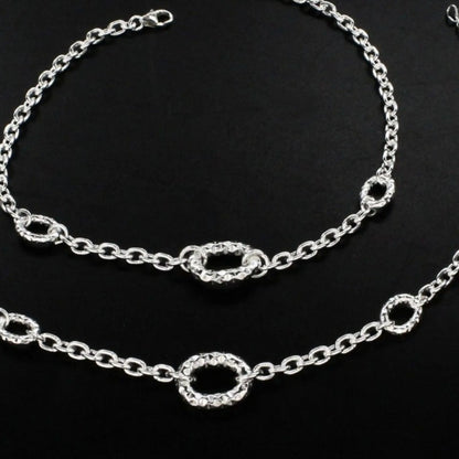 Unique 925 Sterling Silver women Chain Anklet Pair 9.5"