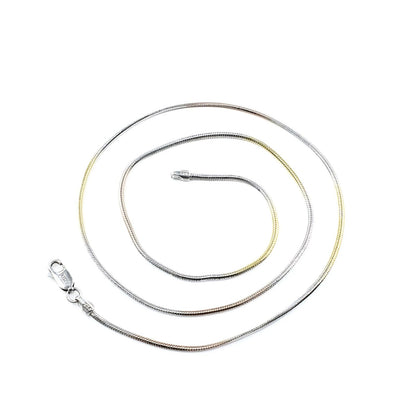 Three Tone 925 Sterling Silver Women Neck Chain 18"