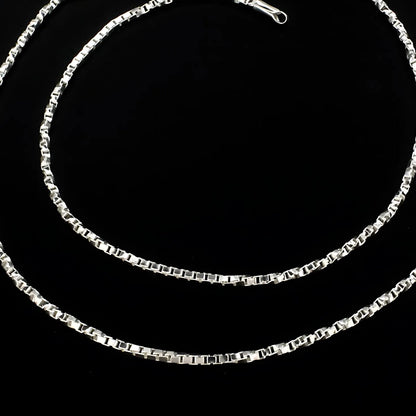 925 Sterling Silver women box Chain Anklet Pair 10.3"
