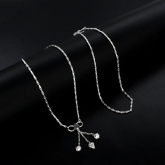 925 Sterling Silver women Rice design Chain Anklet Pair 10.3"