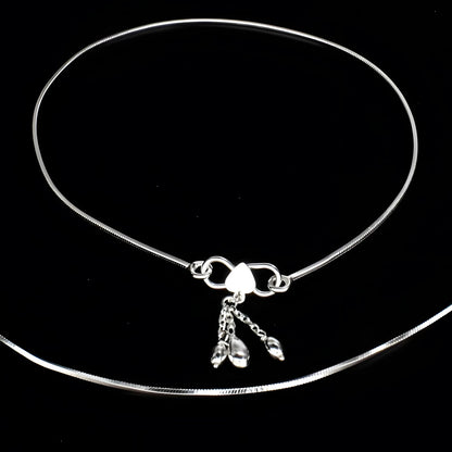 925 Sterling Silver women light weight Chain Anklet Pair 10.3"
