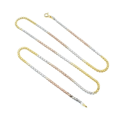 Triple Tone 925 Sterling Silver Neck Chain 20"
