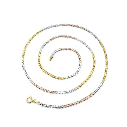 Triple Tone 925 Sterling Silver Neck Chain 20"