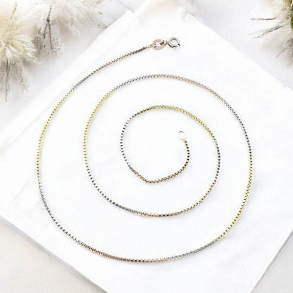 Three Tone 925 Sterling Silver Excellent gifting Neck Chain 18"