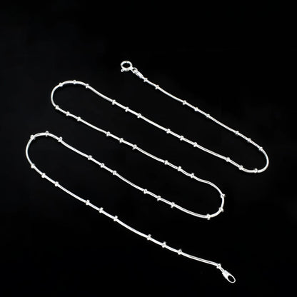 925 Sterling Silver women plain beads Neck chain 18"