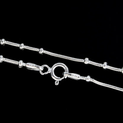 925 Sterling Silver women plain beads Neck chain 18"